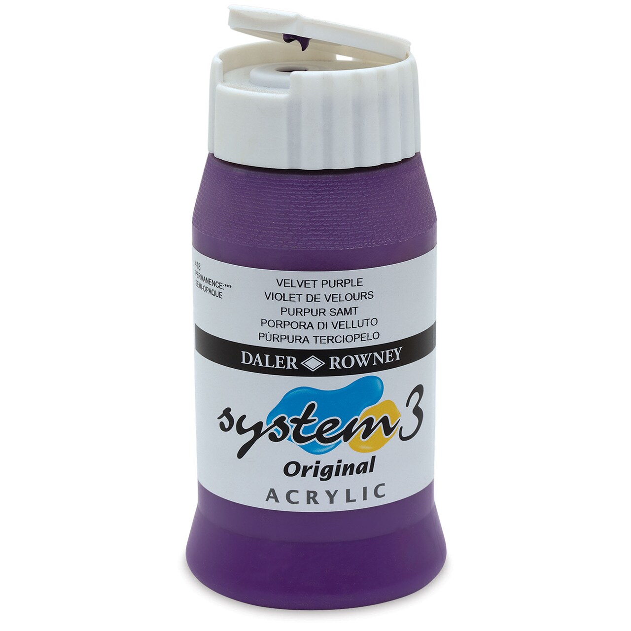 Daler-Rowney System3 Acrylic - Velvet Purple, 500 ml bottle